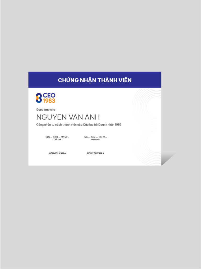 ứng dụng chứng nhận hội viên CEO1983